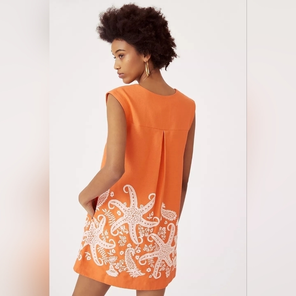 Maeve/Anthropologie Orange Starfish Print Swim Cover-Up/ Used - Picture 2 of 10